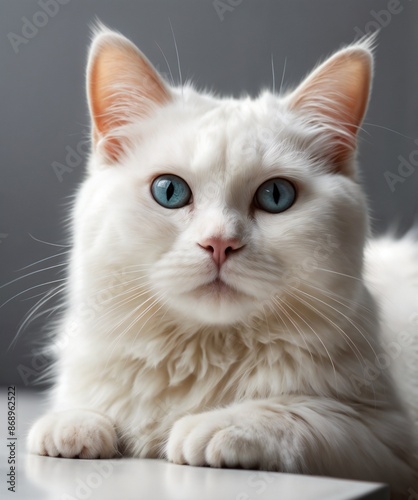 A blue eyes white cat 