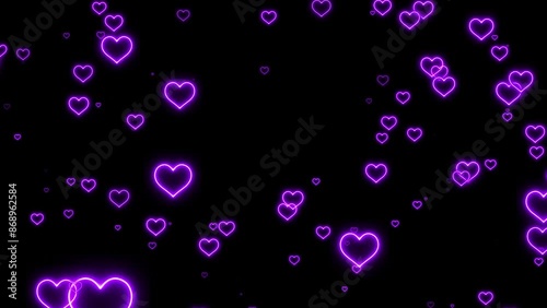 Wallpaper Mural Purple neon valentine heart background. Neon hearts flying background. Colorful hearts flying background. Seamless loop Torontodigital.ca