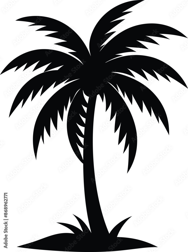 Collection of a black palm trees shapes, silhouettes of an exotic plants. Vector illustration isolated on white background Collection of a black palm trees shapes, silhouettes of an exotic plants. Vector illustration isolated on white background