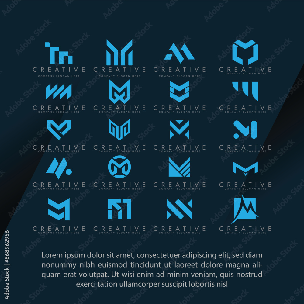 Set of abstract initial letter M logo template.app icon set, mordern template icons for business of fashion sport automotive.