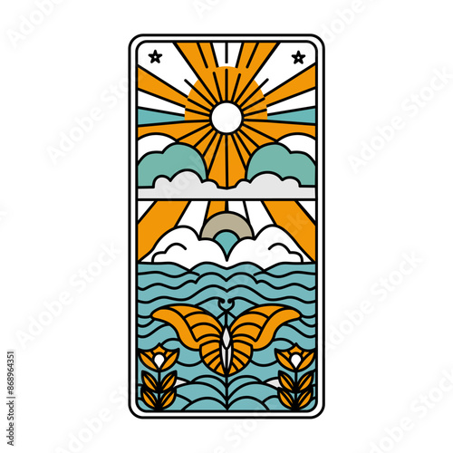 monoline vectors simple butterfly tarot card