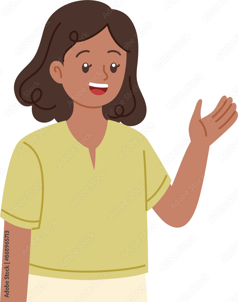 woman with explaining gesture illustration woman with explaining gesture illustration