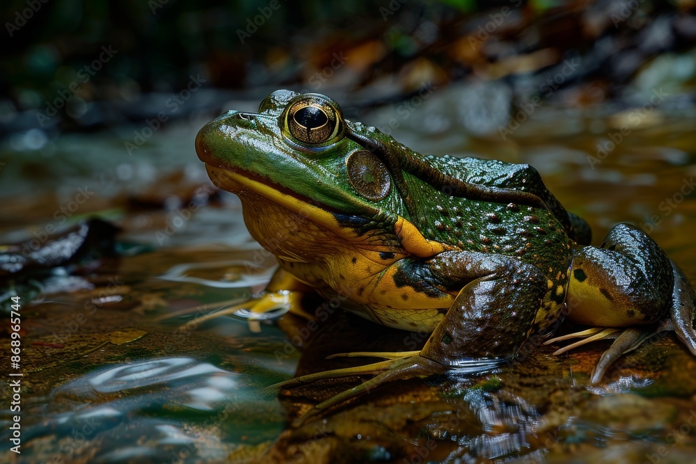 American Bullfrog, Macro,Left side view American Bullfrog, Macro,Left side view