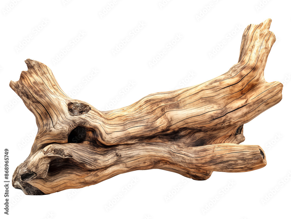 Dried dead tree trunk. Weathered driftwood cut out Dried dead tree trunk. Weathered driftwood cut out