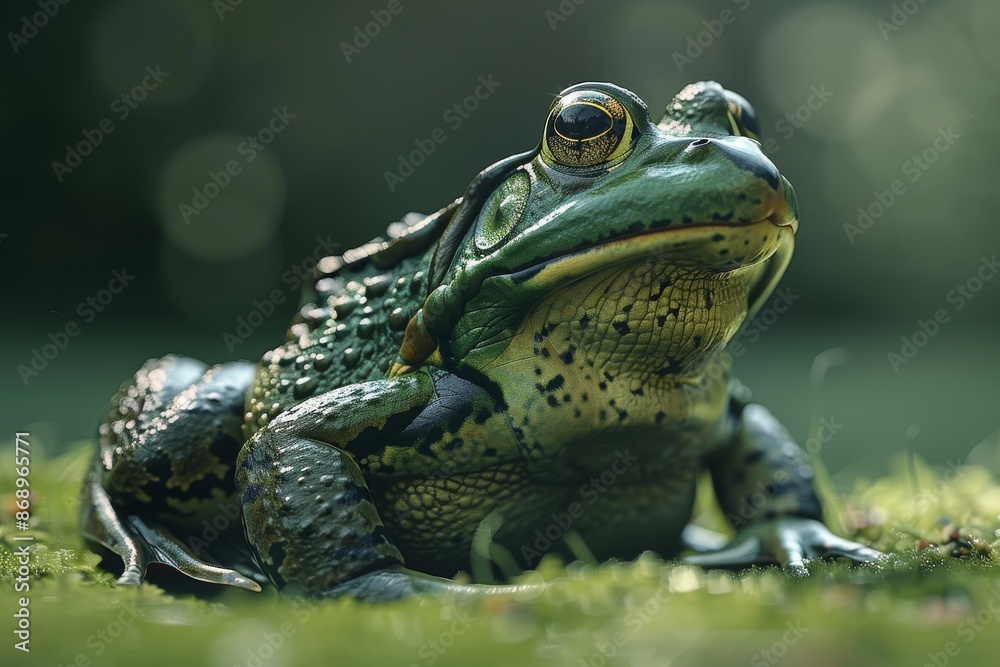 Fototapeta premium American Bullfrog, Macro,Left side view