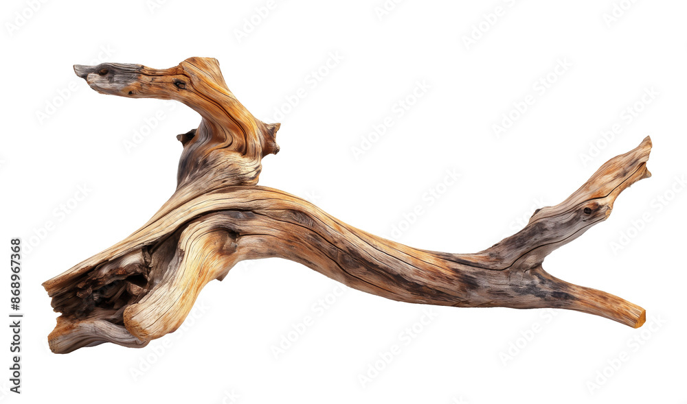 Dried dead tree trunk. Weathered driftwood cut out Dried dead tree trunk. Weathered driftwood cut out