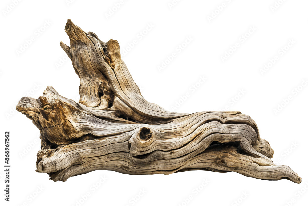 Dried dead tree trunk. Weathered driftwood cut out Dried dead tree trunk. Weathered driftwood cut out