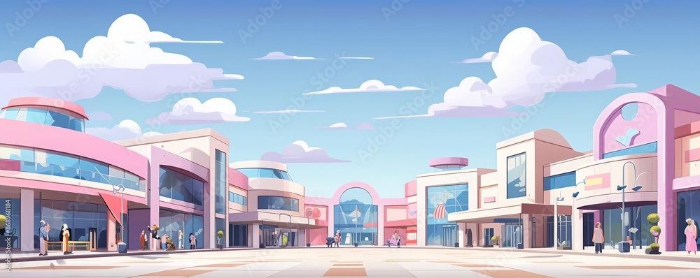 Fototapeta premium Create a digital painting of a modern shopping mall
