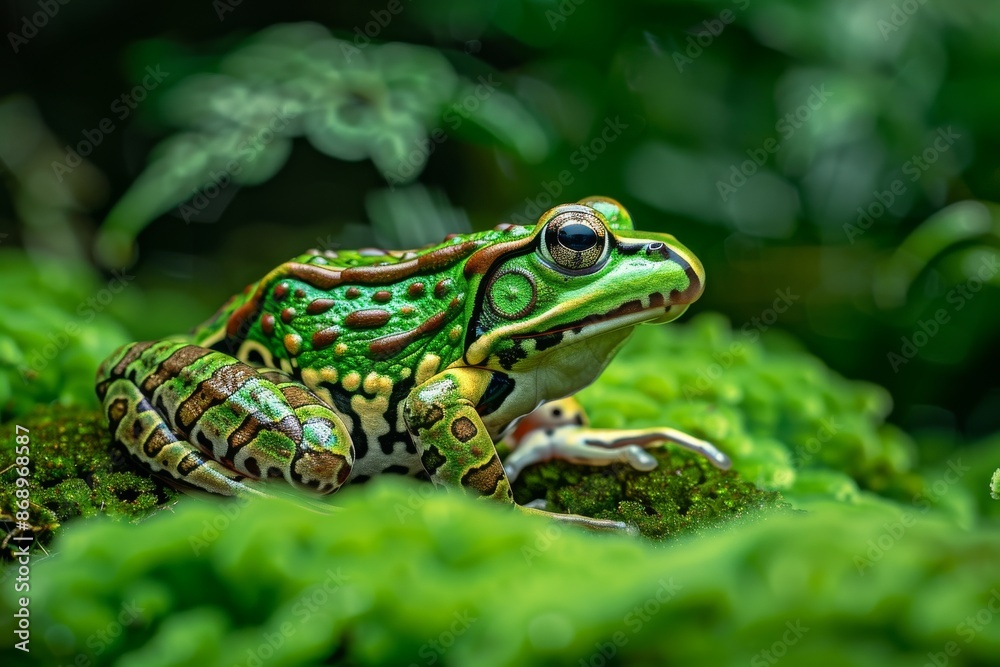 Northern Leopard Frog, Macro,Left side view Northern Leopard Frog, Macro,Left side view
