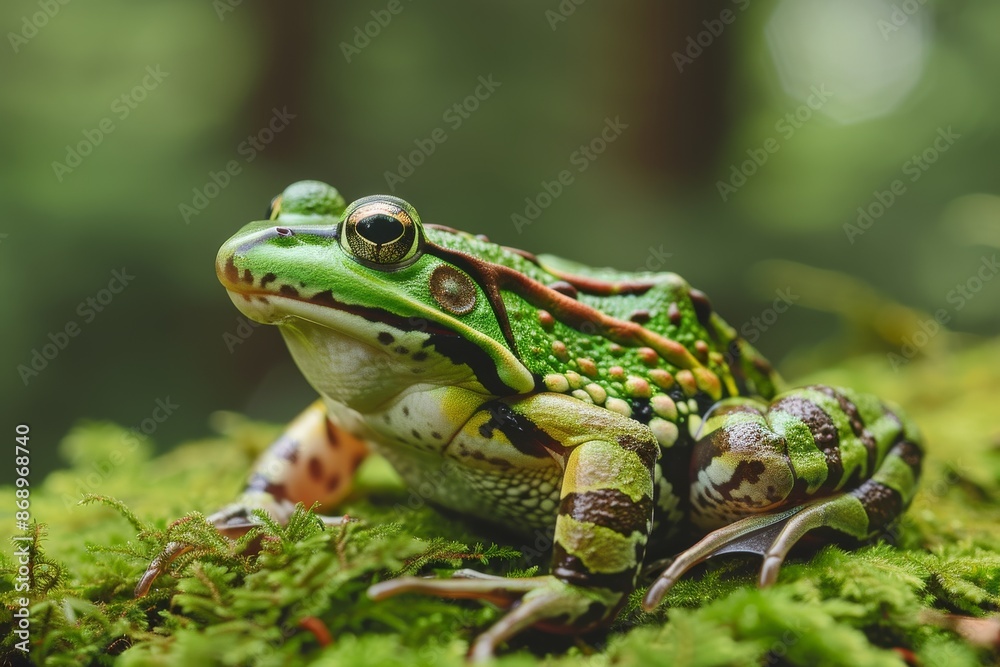 Northern Leopard Frog, Macro,Left side view Northern Leopard Frog, Macro,Left side view