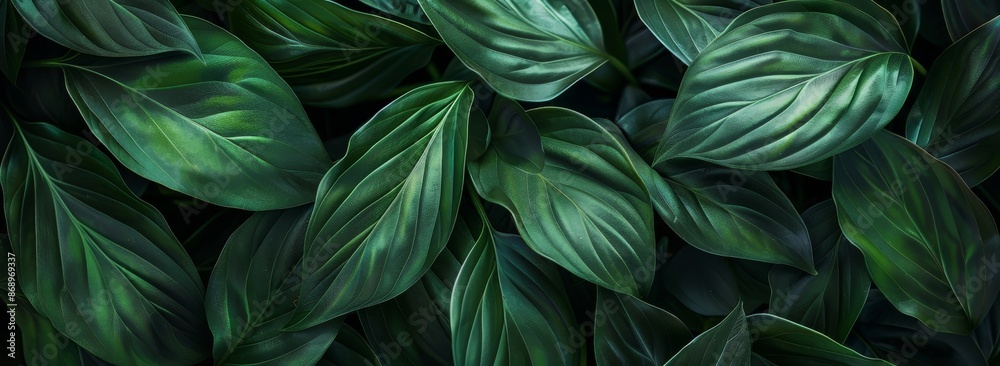 Dark Green Tropical Leaves Background