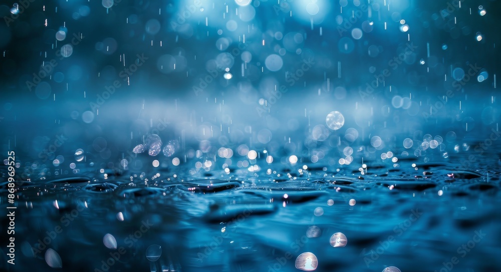 Raindrops Falling On A Wet Surface During A Nighttime Rainstorm Raindrops Falling On A Wet Surface During A Nighttime Rainstorm