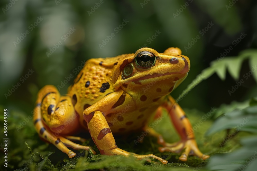 Obraz premium Panamanian Golden Frog, Macro,Left side view