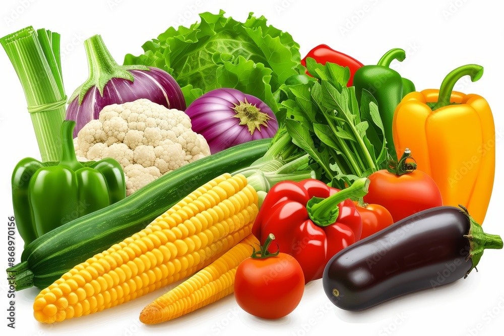 Assortment of fresh vegetables in detailed realistic photo showcasing various types for culinary use Assortment of fresh vegetables in detailed realistic photo showcasing various types for culinary use