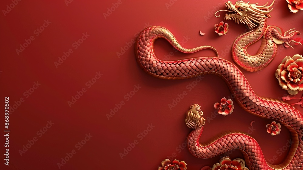 Happy Chinese New Year 2025: Background with Snake Zodiac Sign and Text Space Happy Chinese New Year 2025: Background with Snake Zodiac Sign and Text Space