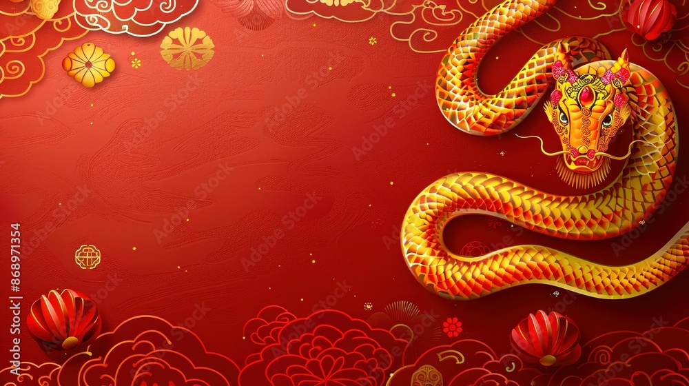 Happy Chinese New Year 2025: Snake Zodiac Sign Background with Text Space Happy Chinese New Year 2025: Snake Zodiac Sign Background with Text Space