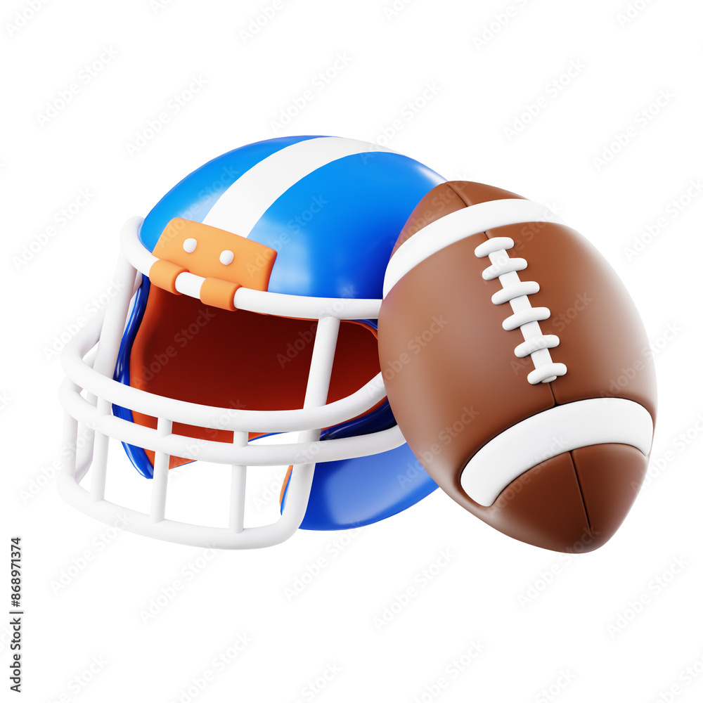 Naklejka premium 3d american football helmet and ball
