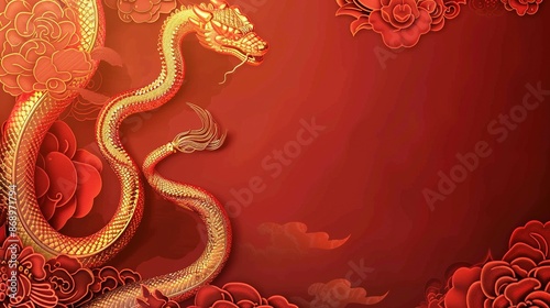 Wallpaper Mural Chinese New Year 2025: Snake Zodiac Sign and Ample Text Space Background Torontodigital.ca