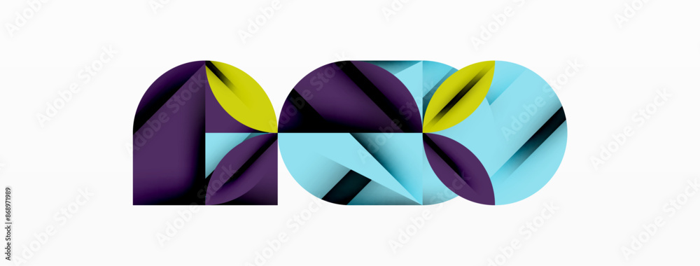Circle, square and flower petal geometric background. Round shapes composition for wallpaper, banner, background or landing Circle, square and flower petal geometric background. Round shapes composition for wallpaper, banner, background or landing