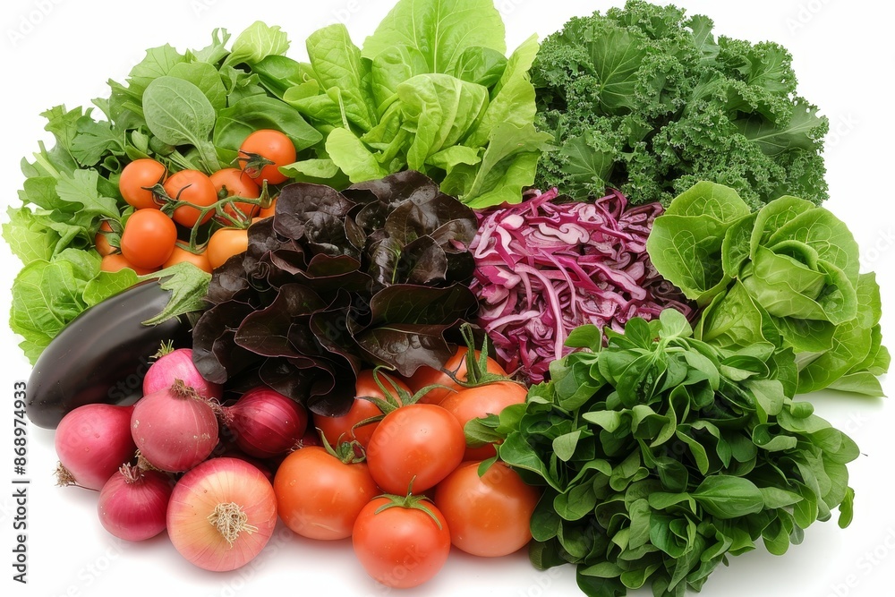 Diverse selection of fresh, high quality vegetables in a realistic and detailed photograph Diverse selection of fresh, high quality vegetables in a realistic and detailed photograph