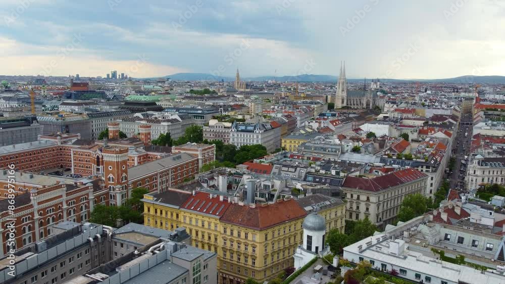 Vienna Austria, aerial drone shot Wien capital in Central Europe day time Vienna Austria, aerial drone shot Wien capital in Central Europe day time