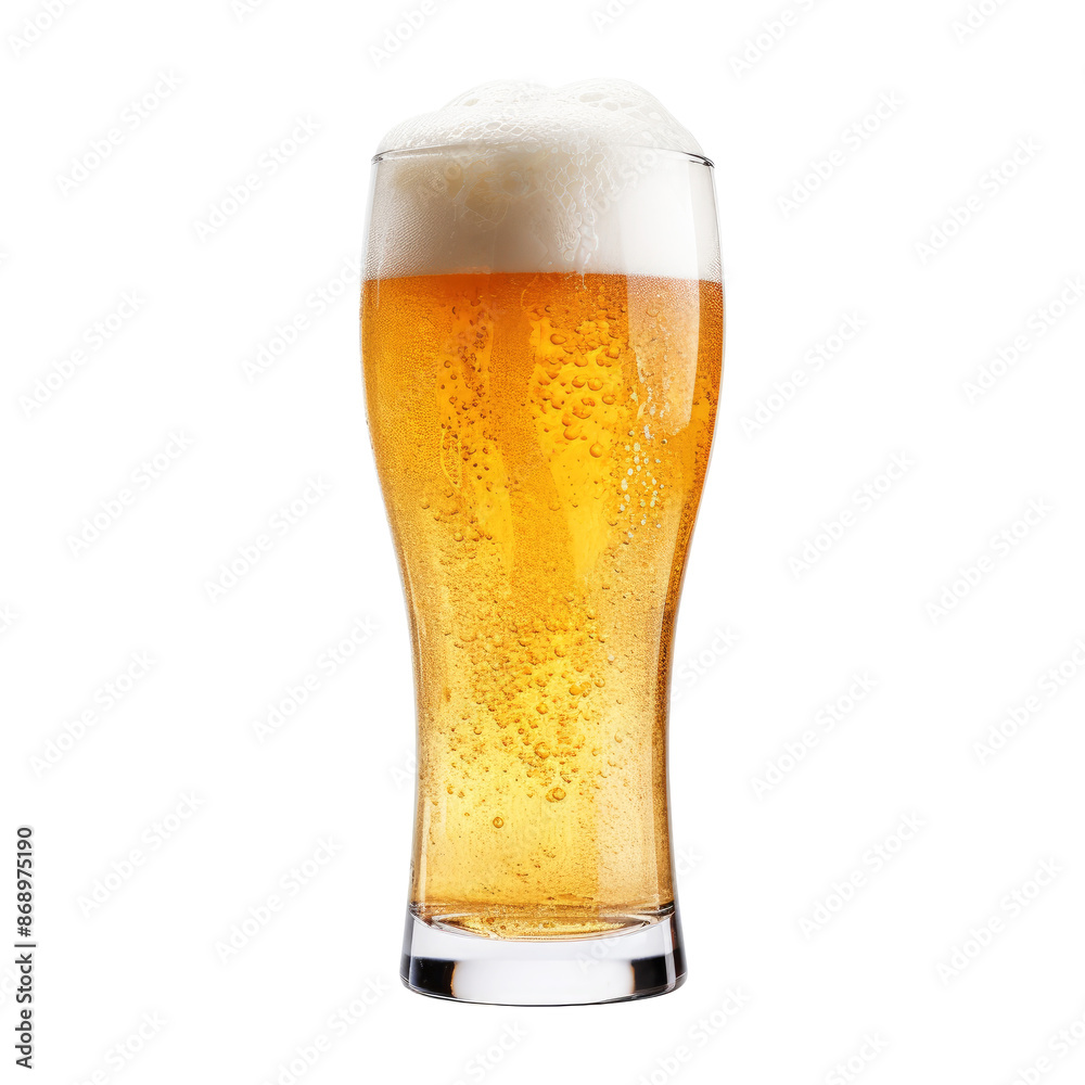 Glass of cold beer with foam isolated on transparent white background, clipping path Glass of cold beer with foam isolated on transparent white background, clipping path