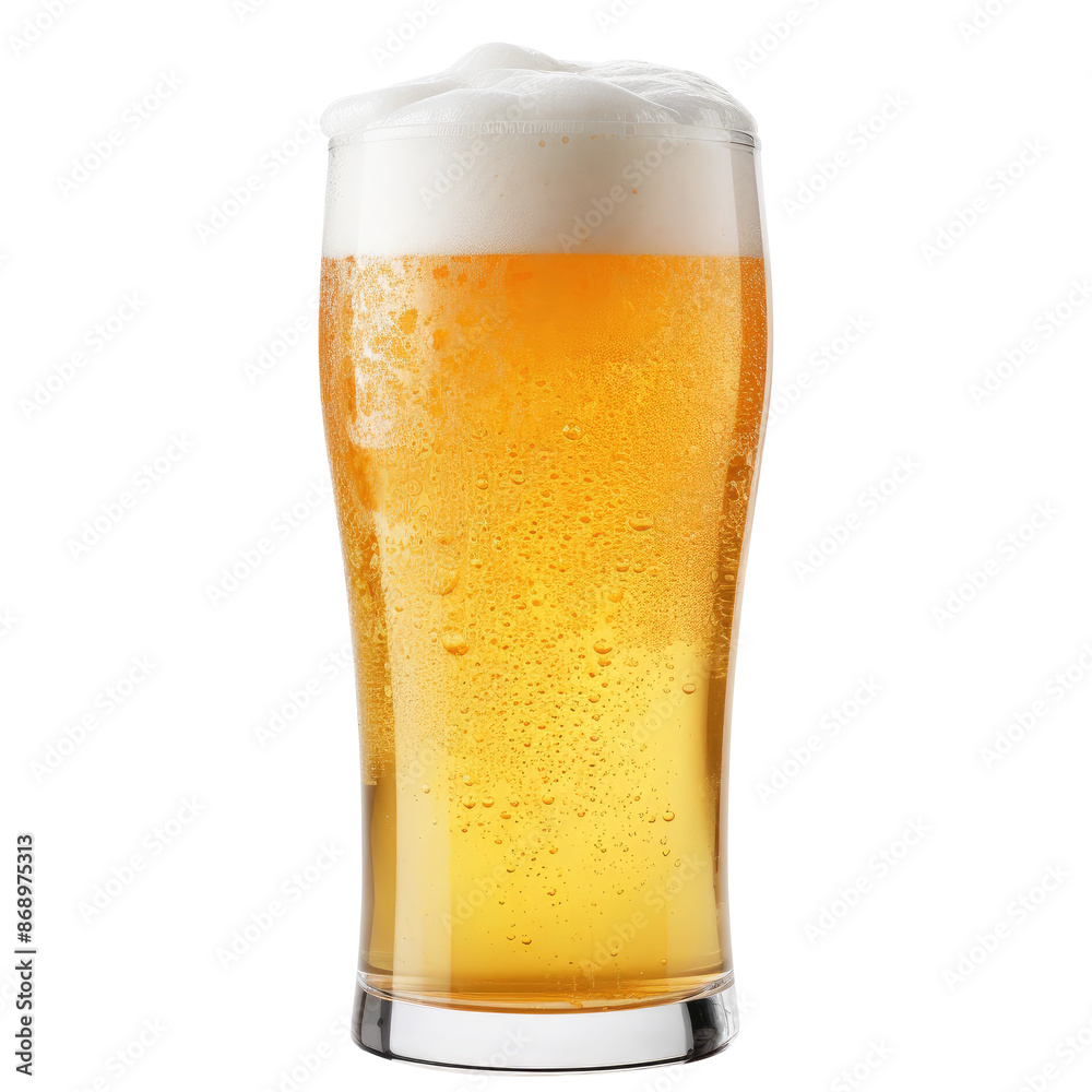 Glass of cold beer with foam isolated on transparent white background, clipping path Glass of cold beer with foam isolated on transparent white background, clipping path