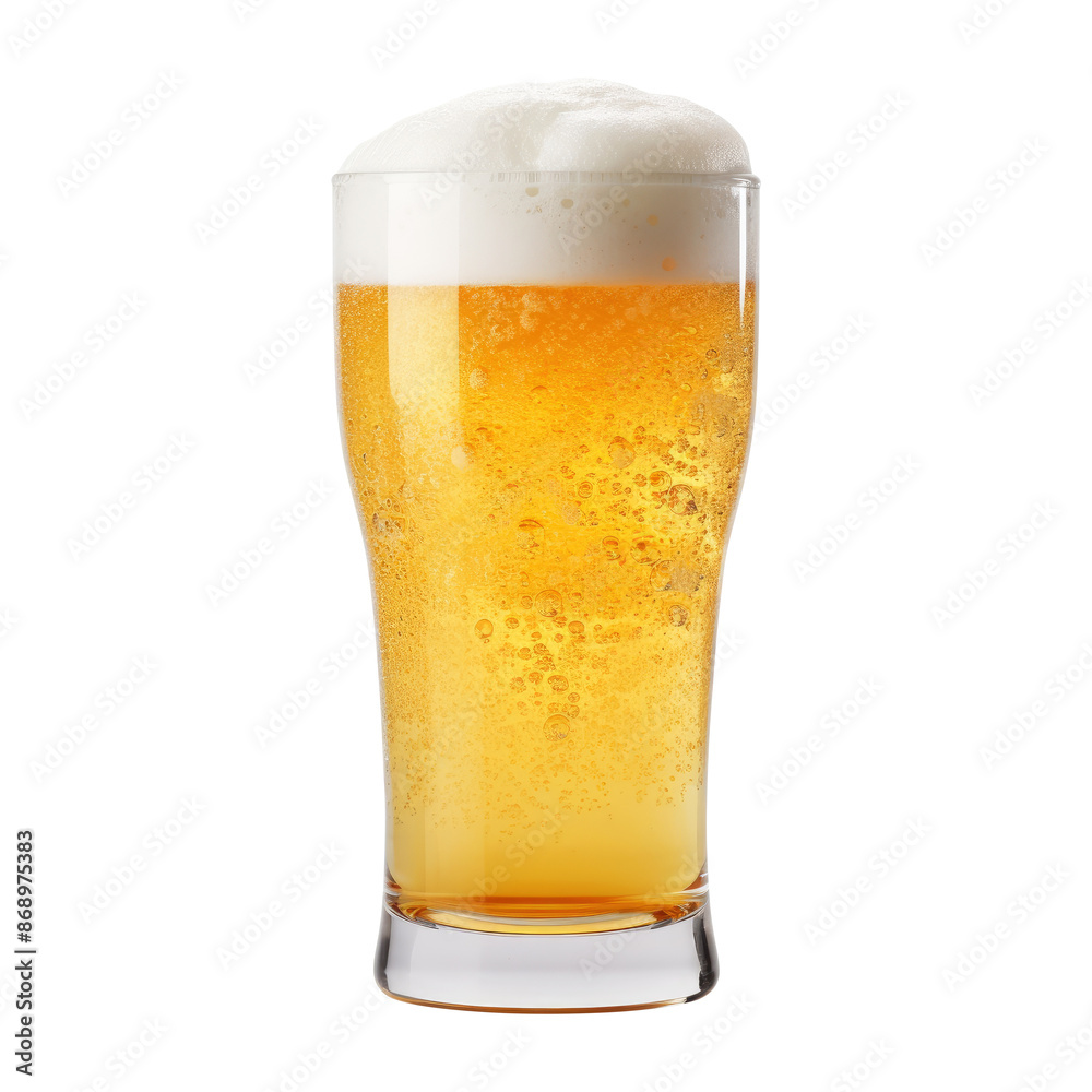 Glass of cold beer with foam isolated on transparent white background, clipping path Glass of cold beer with foam isolated on transparent white background, clipping path