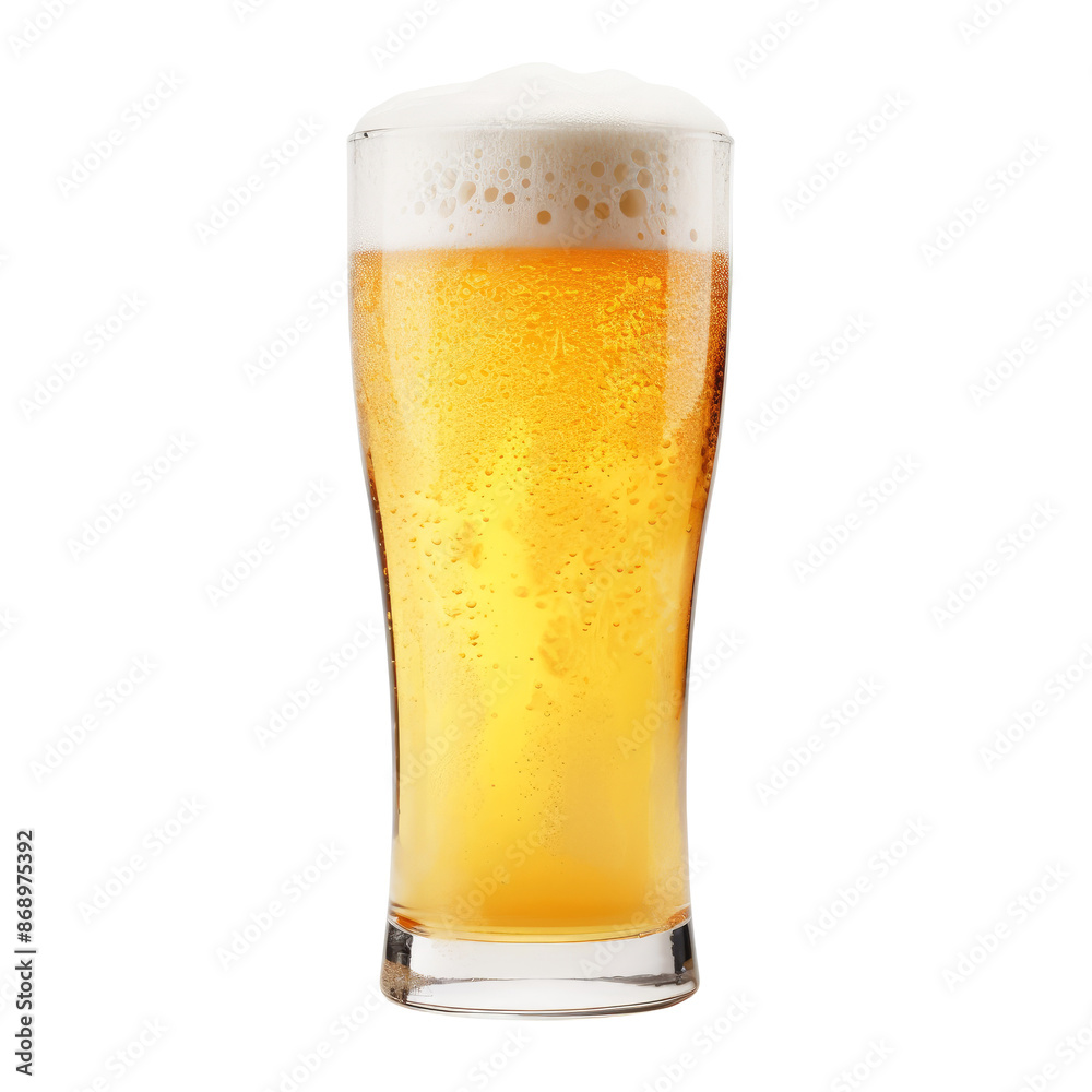 Glass of cold beer with foam isolated on transparent white background, clipping path Glass of cold beer with foam isolated on transparent white background, clipping path