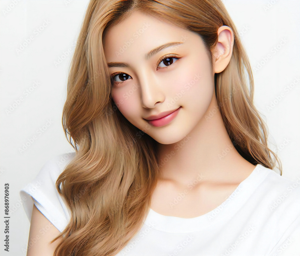 白いTシャツの美女