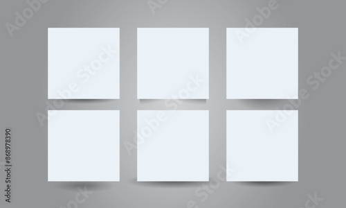 Empty white boxes with various different shadow behind