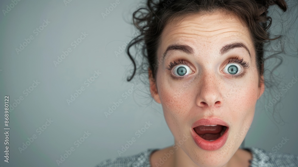 Portrait of a positively surprised woman. Portrait of a positively surprised woman.