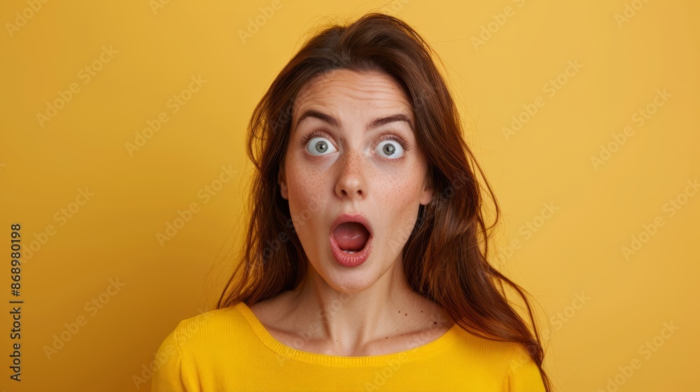 Portrait of a positively surprised woman. Portrait of a positively surprised woman.