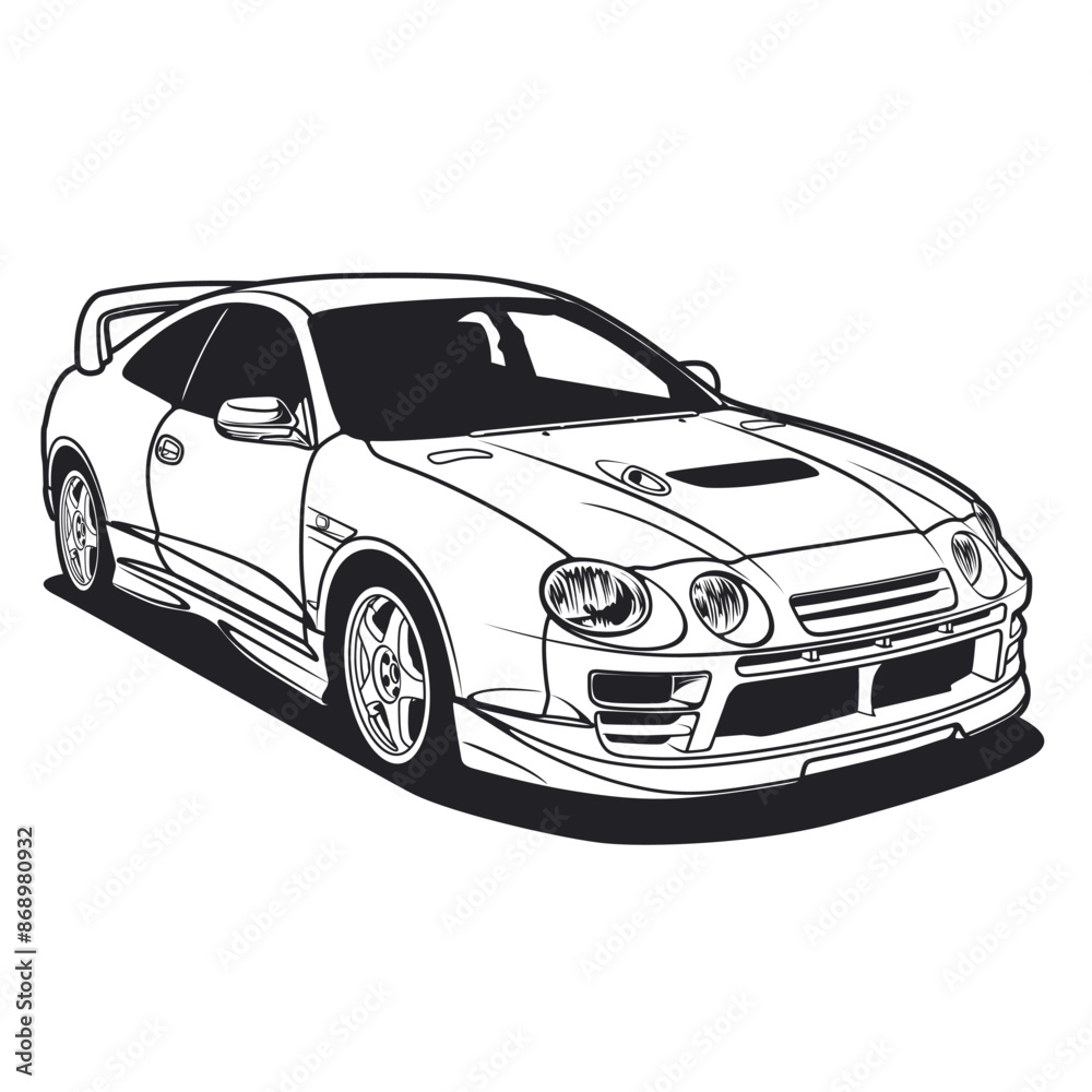 Fototapeta premium Black And White Car Vector Illustration For Conceptual Design. Separated layers, easy to edit in your vector supported software.