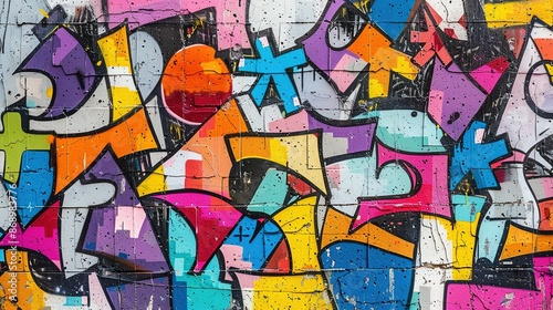 Wallpaper Mural Colorful Graffiti Pattern in Seamless Design on Weathered Concrete Torontodigital.ca
