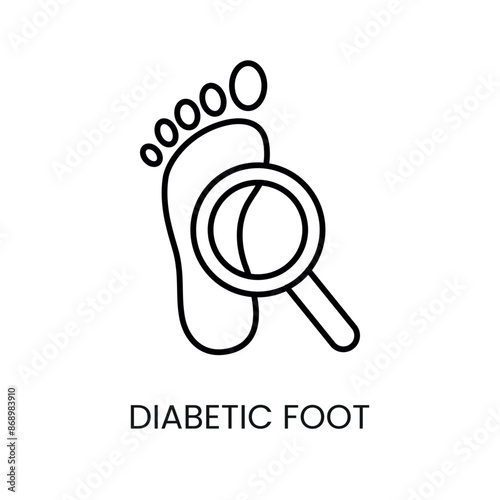 Diabetic foot, diabetes symptom line vector icon with editable stroke