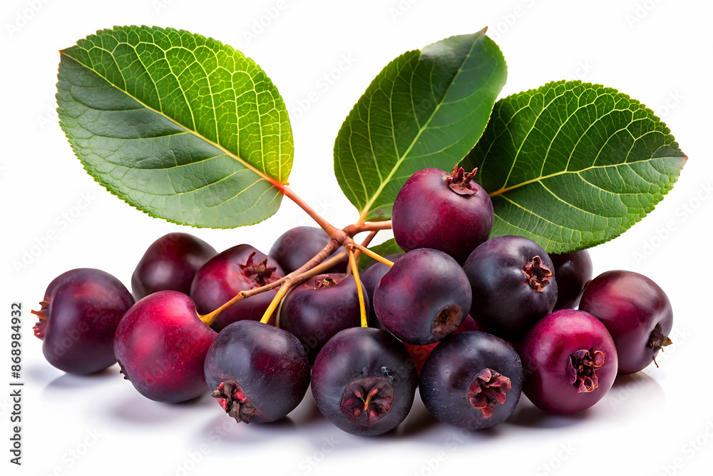 Serviceberry fruit isolated on white background.