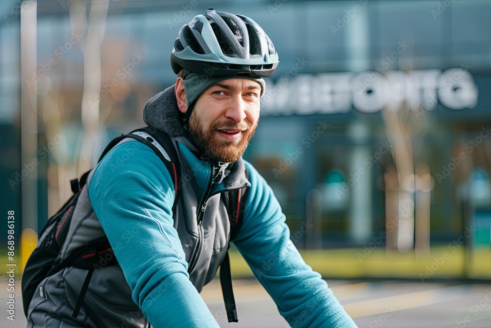 Man cycling for fitness and exercise, training on a bike for health Man cycling for fitness and exercise, training on a bike for health