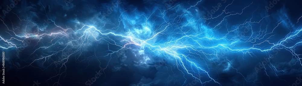Dynamic and powerful blue lightning bolts illuminate a dark, stormy night sky, showcasing the raw energy and beauty of nature. Dynamic and powerful blue lightning bolts illuminate a dark, stormy night sky, showcasing the raw energy and beauty of nature.