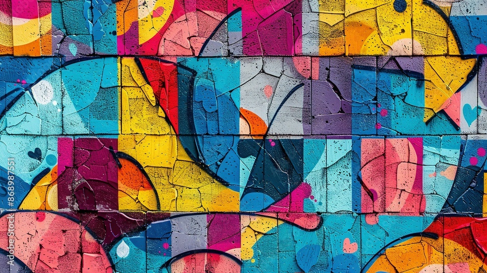 Seamless Pattern of Colorful Graffiti on Weathered Concrete Seamless Pattern of Colorful Graffiti on Weathered Concrete