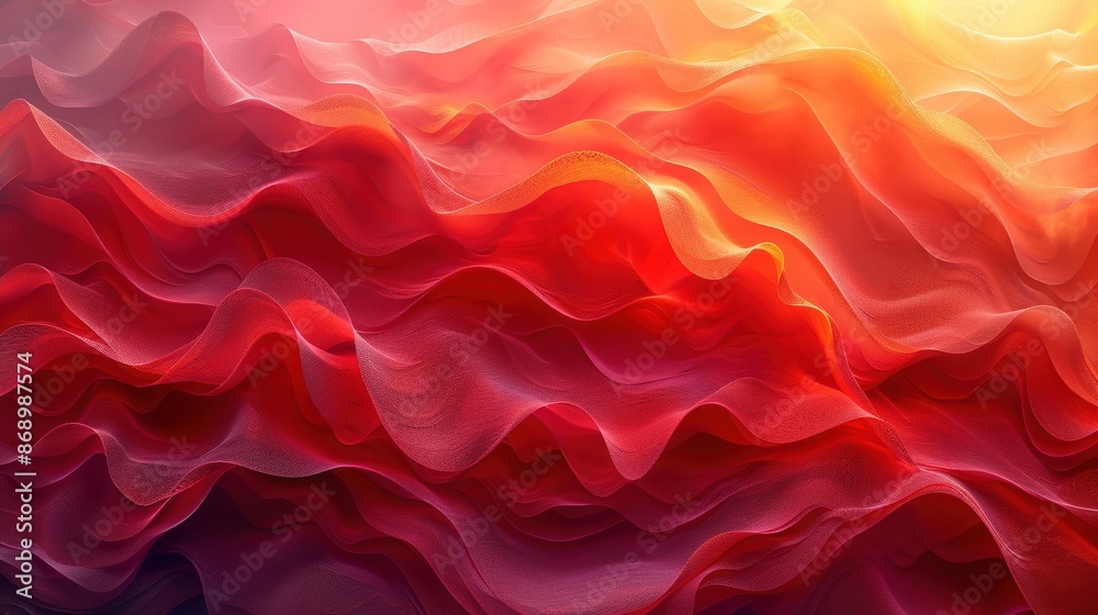 Obraz premium a digitally created abstract painting. The painting is made up of a series of undulating waves of red, orange, and yellow. 