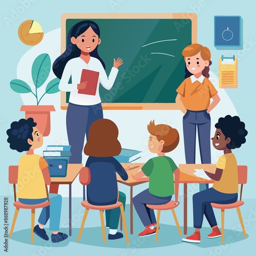 teacher and students in classroom