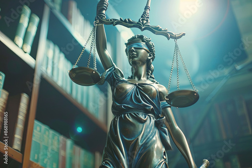 Themis statue with justice scales, law and legal concept photo