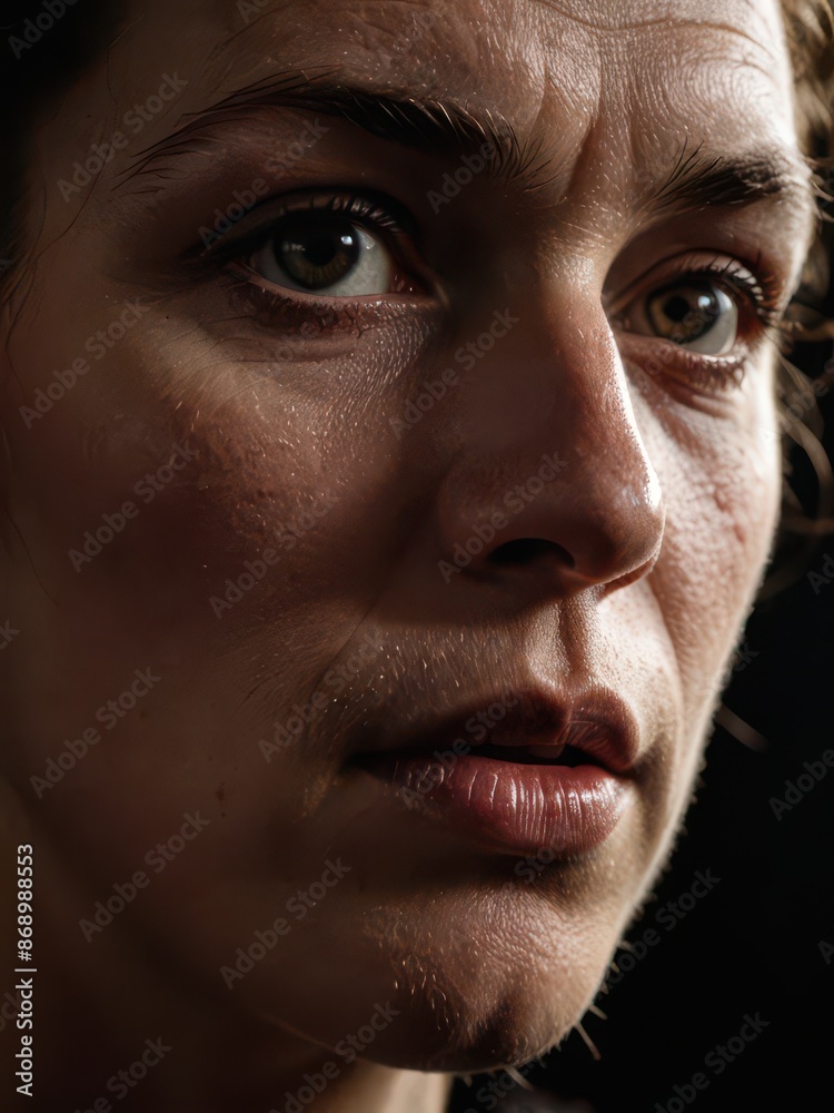 Close-up of a Woman's Face with Sweat. Close-up of a Woman's Face with Sweat.