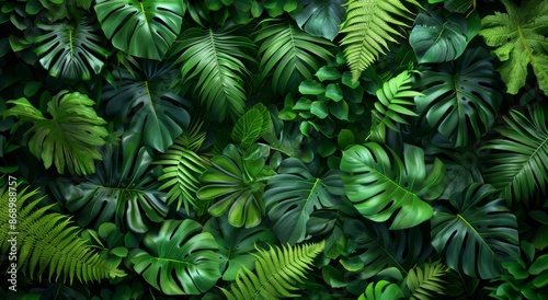 Wallpaper Mural Lush Green Tropical Rainforest Foliage Background Texture Torontodigital.ca