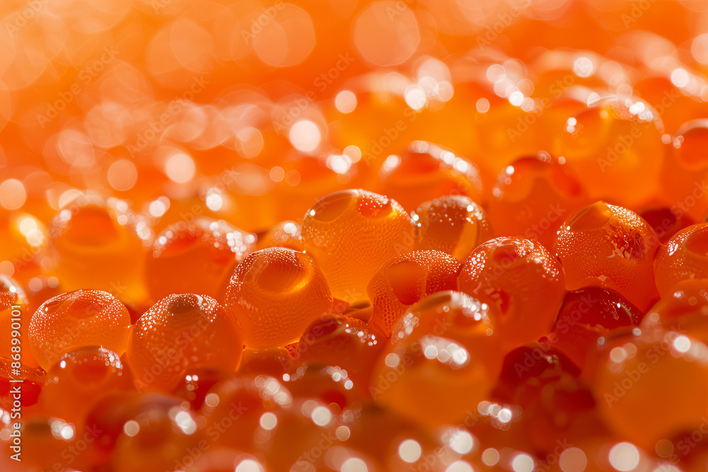 Close-up of red salmon caviar, gourmet delicacy Close-up of red salmon caviar, gourmet delicacy
