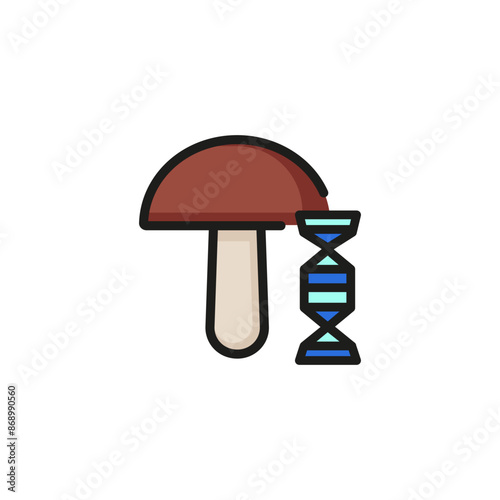 Genetically modified mushroom line icon. Nutrition, dna, helix.
Biotechnology concept. Vector illustration can be used for topics like selection, science, food