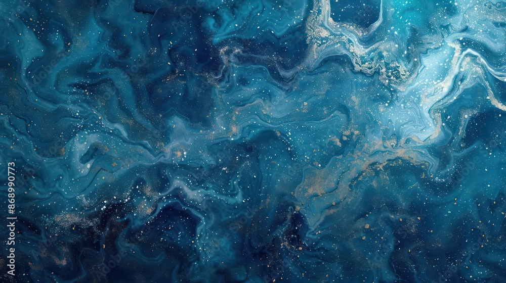 A blue ocean with a lot of white and gold specks A blue ocean with a lot of white and gold specks