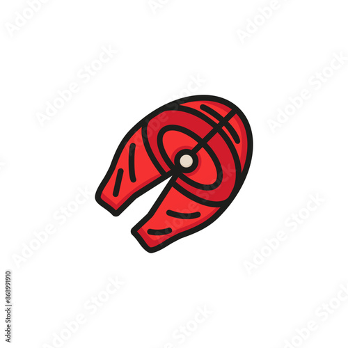 Meat slice line icon. Beef, steak, cooking. Food concept. Vector illustration can be used for topics like barbecue, dinner, gourmet