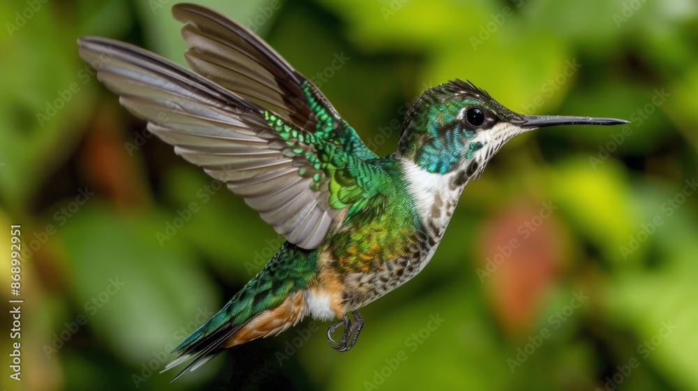 Hummingbird with Shiny Feathers in the Garden Hummingbird with Shiny Feathers in the Garden